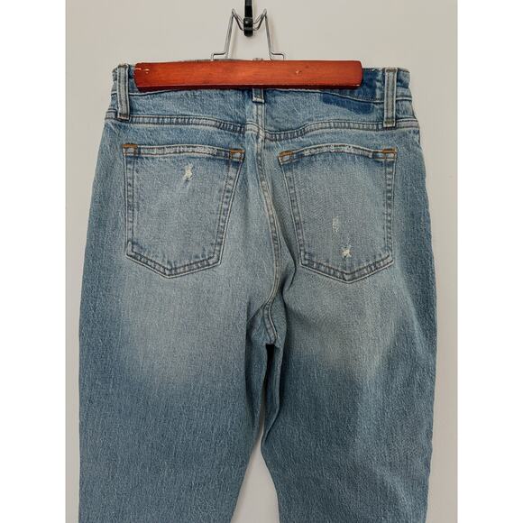 Abercrombie & Fitch The Mom High Rise Jeans Distressed Raw Hem Size 27/4R - Picture 3 of 7